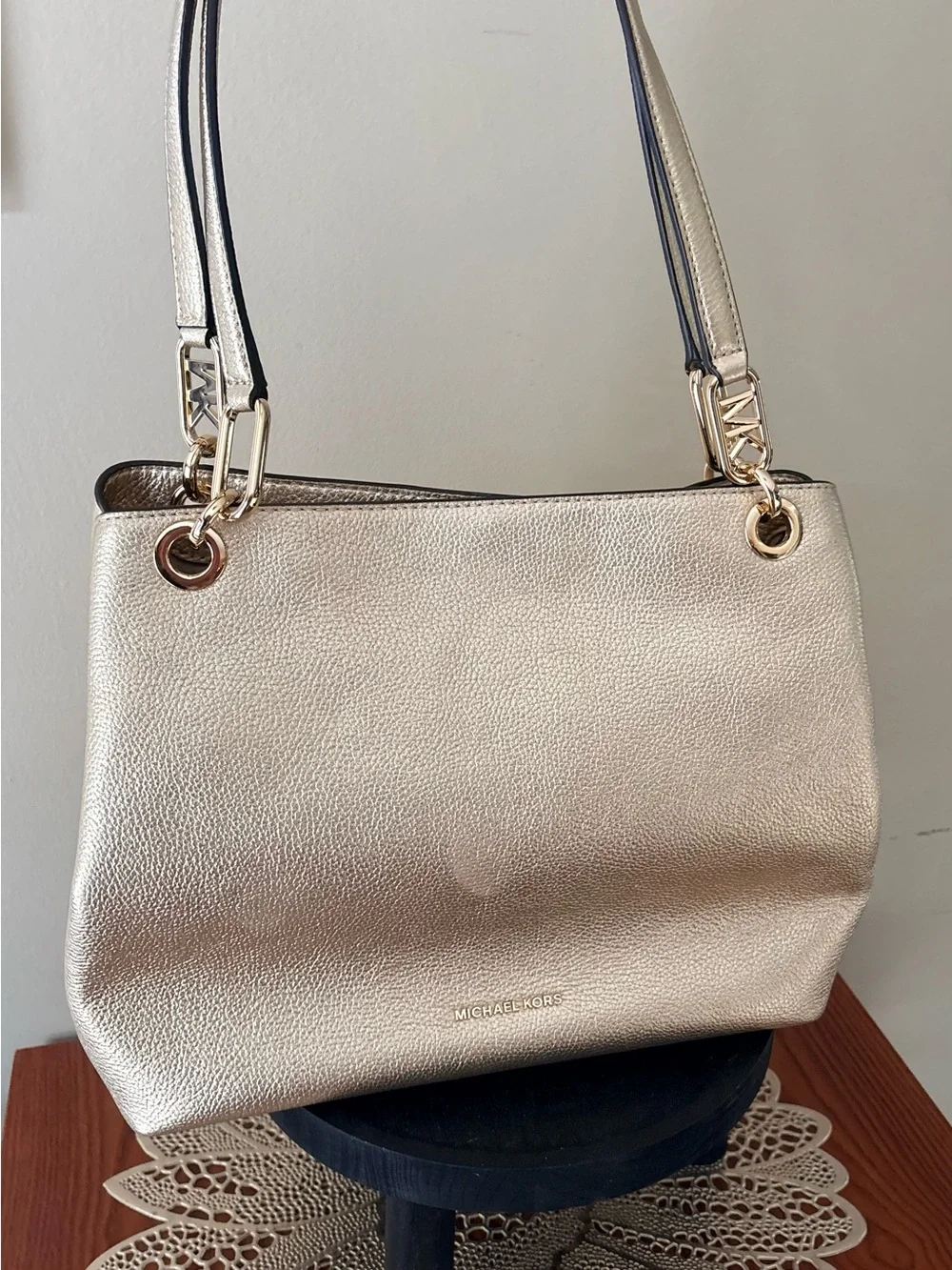 Michael Kors Metallic Gold Leather Shoulder Tote